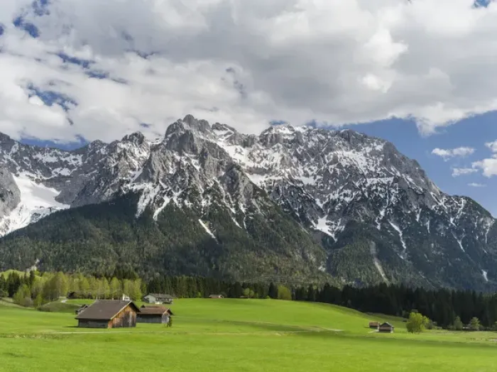 Framed Print : The Karwendel Mountain Range near Mittenwald during spring