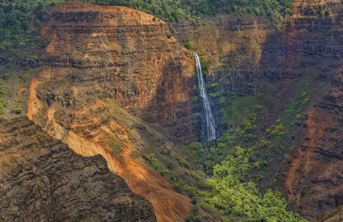 Framed Print : Kauai Hawaii scenic Waimea Canyon State Park red cliffs from above canyon with distant Framed Print : Kauai Hawaii scenic Waimea Canyon State Park red cliffs from above canyon with distant