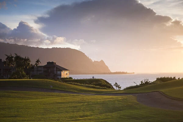 Kauai, Hawaii, USA. The Makai golf course in Princeville is set along a stunning