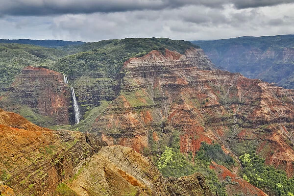 Kauai, Hawaii. Waimea Canyon and view of Waipo o Falls