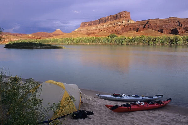 Kayak camp along the Colorado River across from Harts Point downstream from the town of Moab