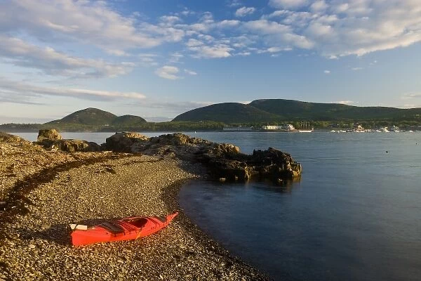 A kayak in the Porcupine Islands in Maines Acadia National Park. Bar Harbor