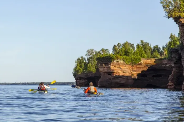 Framed Print : Kayakers exploring the sea caves of Devils Island in the Apostle Islands National Lakeshore Framed Print : Kayakers exploring the sea caves of Devils Island in the Apostle Islands National Lakeshore
