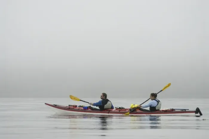 Framed Print : Kayaking Through the Morning Fog to Benson Island, Broken Island Group, Pacific Rim Framed Print : Kayaking Through the Morning Fog to Benson Island, Broken Island Group, Pacific Rim