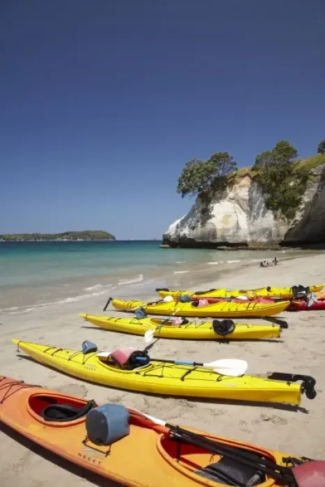 Framed Print : Kayaks, Cathedral Cove, Coromandel Peninsula, North Island, New Zealand