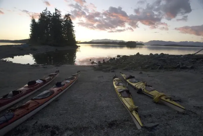 Framed Print : Kayaks at Dusk on Keith Island, Broken Island Group, Pacific Rim National Park Preserve Framed Print : Kayaks at Dusk on Keith Island, Broken Island Group, Pacific Rim National Park Preserve