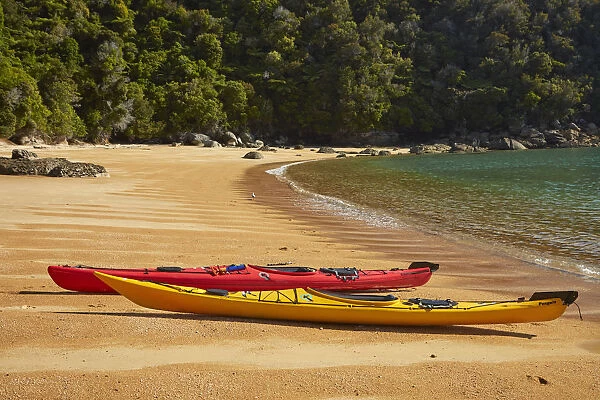 Kayaks, Te Pukatea Bay, Abel Tasman National Park, Nelson Region, South Island, New
