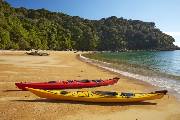 Framed Print : Kayaks, Te Pukatea Bay, Abel Tasman National Park, Nelson Region, South Island, New Framed Print : Kayaks, Te Pukatea Bay, Abel Tasman National Park, Nelson Region, South Island, New