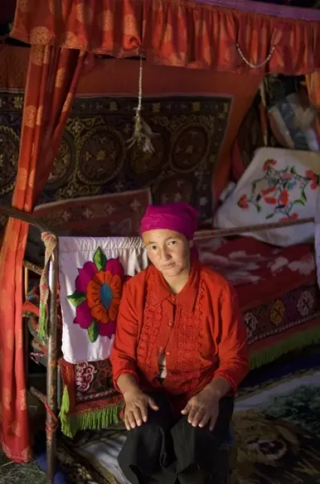 Framed Print : Kazakh family in their yurt (MR)