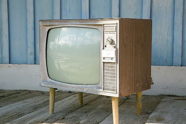 Keeler, California, USA. Old tv on porch