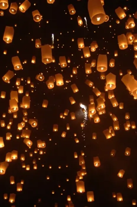 Framed Print : Khom loy lanterns during Loi Krathong festival, at Tudong Kha Satan meditation temple Framed Print : Khom loy lanterns during Loi Krathong festival, at Tudong Kha Satan meditation temple