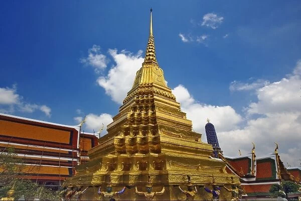 Khon figures guarding gilded stupa, Wat Phra Kaeo, Bangkok, Thailand