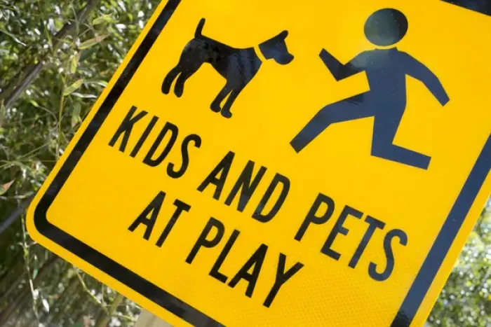Framed Print : Kids and Pets at Play warning sign, Fire Island, New York, USA Framed Print : Kids and Pets at Play warning sign, Fire Island, New York, USA