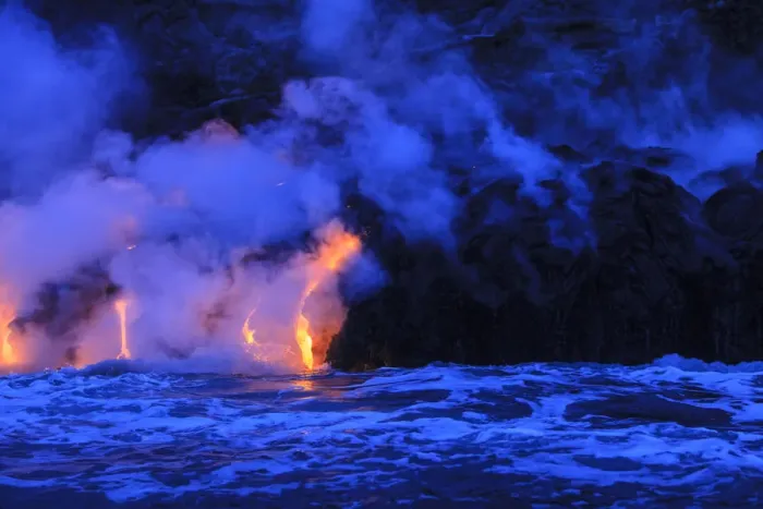 Framed Print : Kilauea lava flow near former town of Kalapana, Big Island, Hawaii, USA
