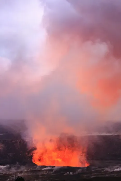 Framed Print : Kilauea Overlook near Jagger Museum, viewing one of the worlds most active volcanoes