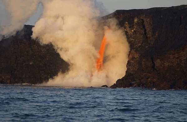 Kilauea volcano, Big Island, Hawaii. A rare lava flow formation called a fire hose