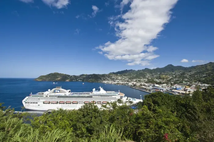 Framed Print : Kingstown Harbour, St. Vincent & The Grenadines. Sea Princess at dock Framed Print : Kingstown Harbour, St. Vincent & The Grenadines. Sea Princess at dock