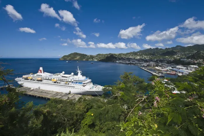 Framed Print : Kingstown Harbour, St. Vincent & The Grenadines. Boudicca Fred Olsen Cruise Lines at dock Framed Print : Kingstown Harbour, St. Vincent & The Grenadines. Boudicca Fred Olsen Cruise Lines at dock