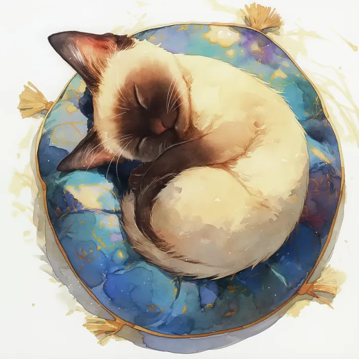 Framed Print : Kitten asleep on cushion. (AI Generated)