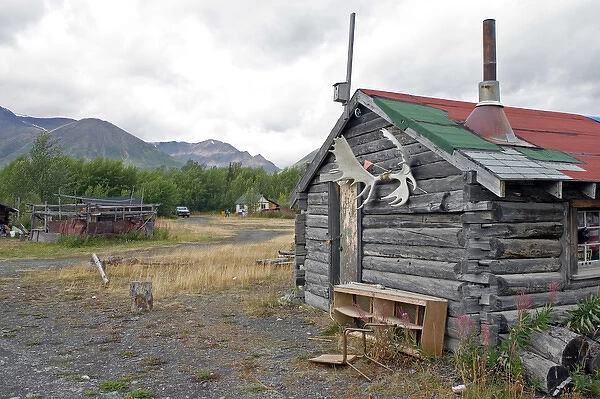 Klukshu Village in Yukon Territory, Canada. A traditional Native village on the Klukshu