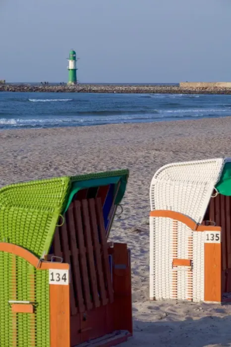 Framed Print : korbe, warnemunde beach