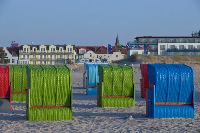 Framed Print : korbe, warnemunde beach