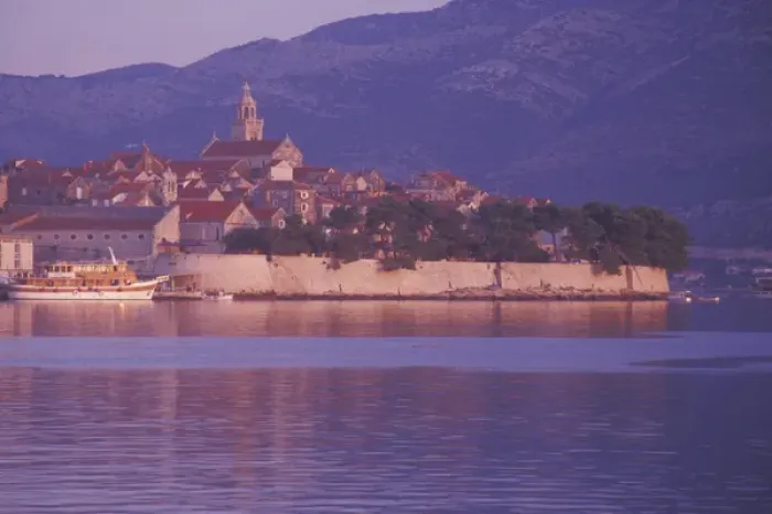 Framed Print : Korcula Town at sunrise. East Harbor. Korcula Island, Croatia Framed Print : Korcula Town at sunrise. East Harbor. Korcula Island, Croatia
