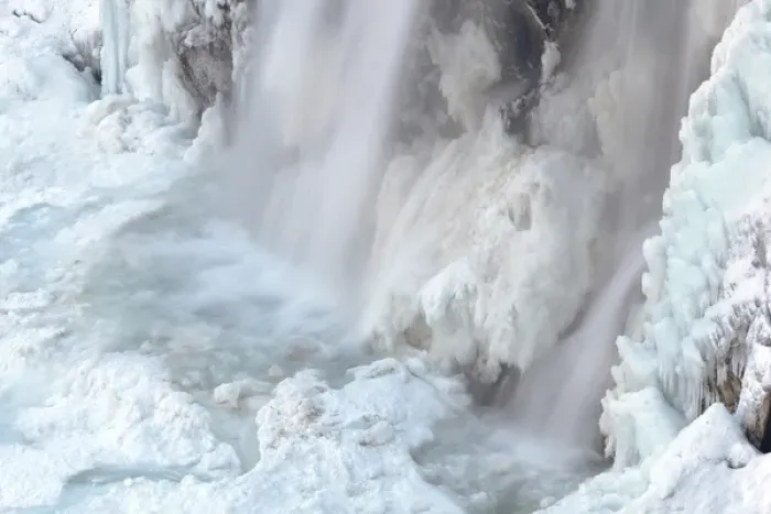 Framed Print : The Krimml waterfalls in the National Park Hohe Tauern during winter in ice and snow