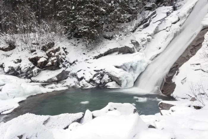 Framed Print : The Krimml waterfalls in the National Park Hohe Tauern during winter in ice and snow