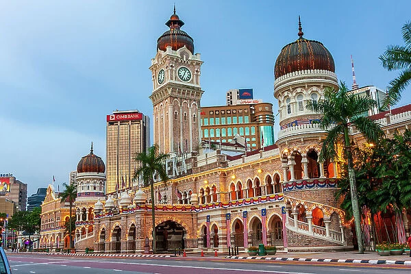 Kuala Lumpur, West Malaysia. Sultan Abdul Samad Building and its clock tower in Merdeka square