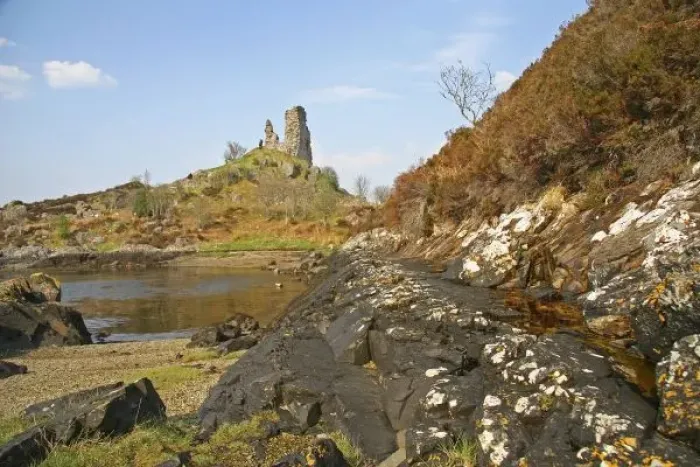 Framed Print : Kyleakin, Scotland. The ancient ruins of Kyleakin Castle or Castle Moil at the entrance Framed Print : Kyleakin, Scotland. The ancient ruins of Kyleakin Castle or Castle Moil at the entrance