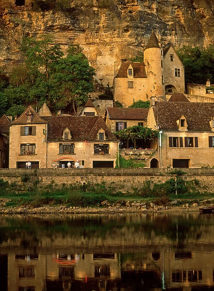 La Roque-Gageac reflected in the Dordogne River, France