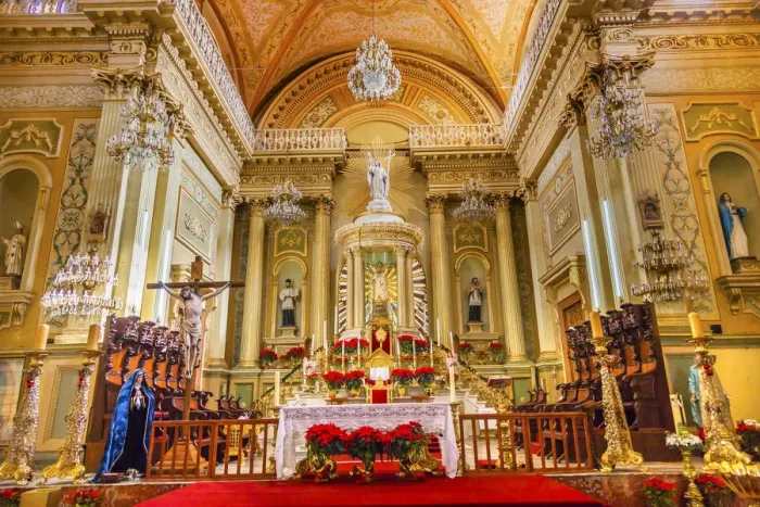Framed Print : Our Lady of Guanajuato Basilica Altar Mary Statue Christmas Guanajuato, Mexico Basilica