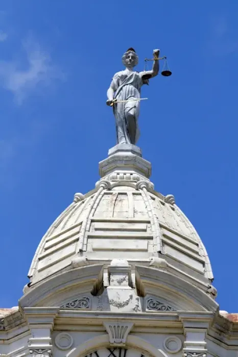 Framed Print : Lady Justice depicted with a sword and scales atop the Ionia County Courthouse in Ionia Framed Print : Lady Justice depicted with a sword and scales atop the Ionia County Courthouse in Ionia