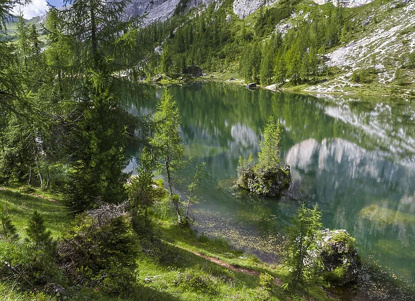 Lago de Federa at Croda da Lago in the Dolomites of the Veneto near Cortina d Ampezzo