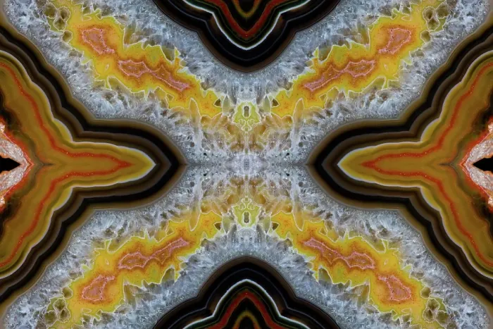 Framed Print : Laguna agate kaleidoscope repeating mirror-effect pattern