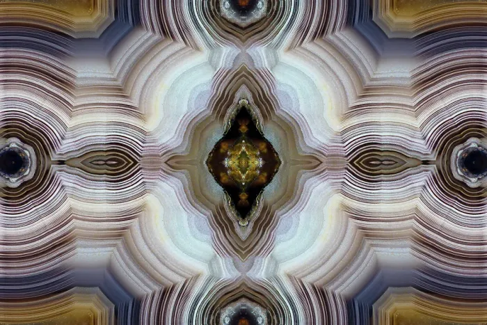 Framed Print : Laguna agate kaleidoscope repeating mirror-effect pattern