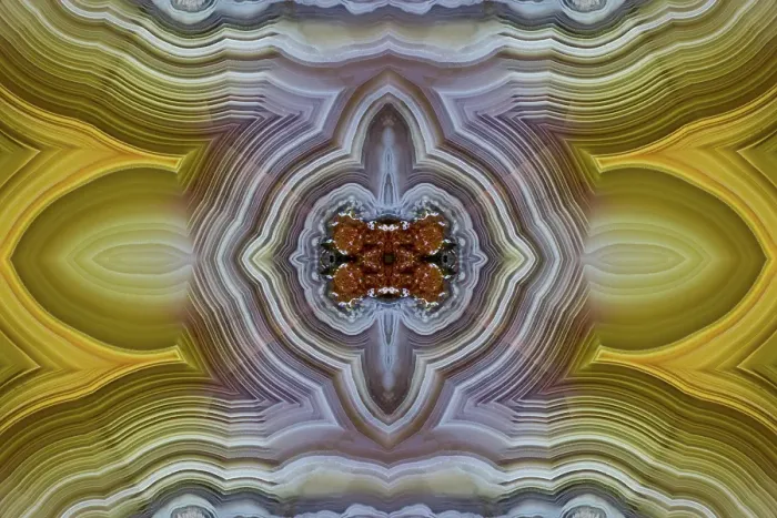 Framed Print : Laguna agate kaleidoscope repeating mirror-effect pattern
