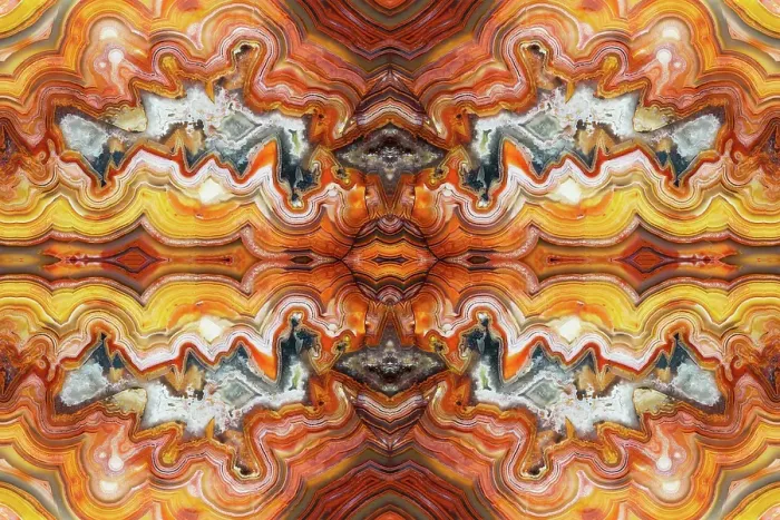 Framed Print : Laguna agate kaleidoscope repeating mirror-effect pattern