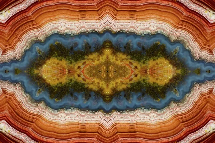 Framed Print : Laguna agate kaleidoscope repeating mirror-effect pattern