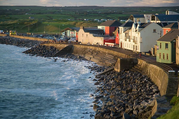 Lahinch, County Clare, Ireland, Town, Houses, Coastline, Breakwater, Waves