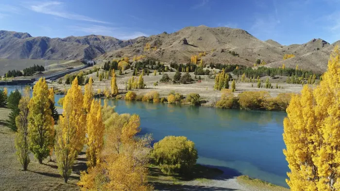 Framed Print : Lake Aviemore, autumn color, and camp ground, Waitaki Valley, North Otago, South Island Framed Print : Lake Aviemore, autumn color, and camp ground, Waitaki Valley, North Otago, South Island