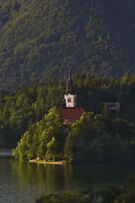 Framed Print : Lake Bled and the Assumption of Marys Pilgrimage Church, Bled Slovenia