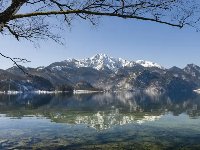 Framed Print : Lake Kochelsee at village Kochel am See during winter in the Bavarian Alps. Mt Framed Print : Lake Kochelsee at village Kochel am See during winter in the Bavarian Alps. Mt