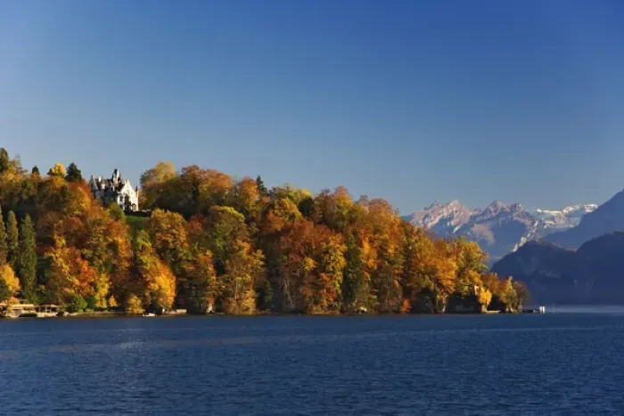 Framed Print : Lake Lucerne and autumn colors, Lucerne, Switzerland