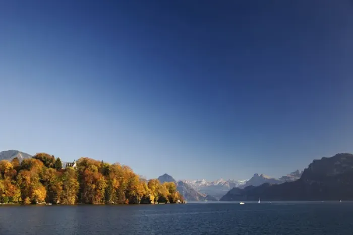 Framed Print : Lake Lucerne and autumn colors, Lucerne, Switzerland