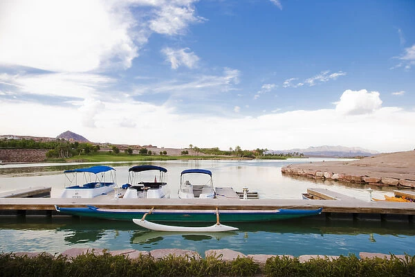 Lake Mead, Las Vegas, NV, USA - Rental boats on a waterway on a pleasant, sunny day