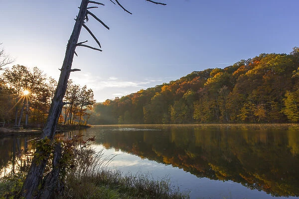 Lake Ogle in autumn in Brown County State Park, Indiana, USA