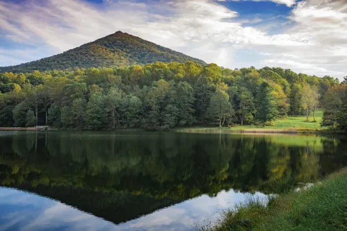 Framed Print : Lake reflections, Peaks Of Otter, Blue Ridge Parkway, Smoky Mountains, USA Framed Print : Lake reflections, Peaks Of Otter, Blue Ridge Parkway, Smoky Mountains, USA