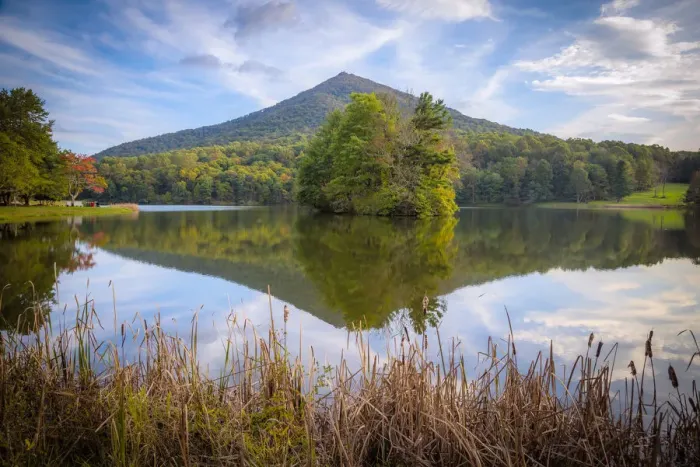 Framed Print : Lake reflections, Peaks Of Otter, Blue Ridge Parkway, Smoky Mountains, USA Framed Print : Lake reflections, Peaks Of Otter, Blue Ridge Parkway, Smoky Mountains, USA